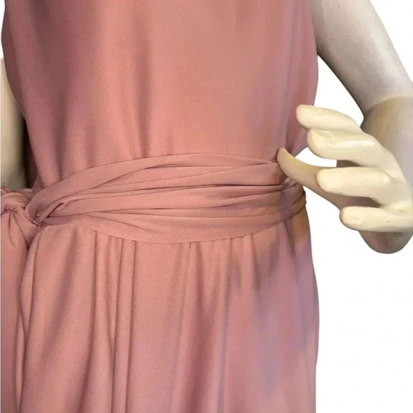 Vera Wang Bride's Maid Dress Light Pink Tie Bow Draped One Shoulder 12. - Picture 9 of 12